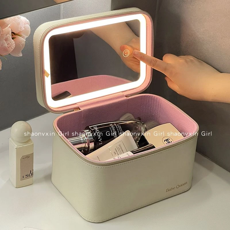 新疆西藏包邮化妆箱带镜子2025新款化妆包手提女大容量化妆品收纳