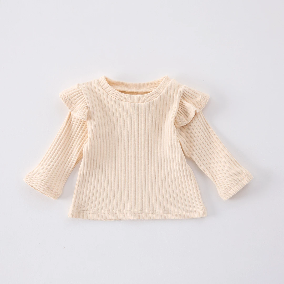 2025韩版婴幼童装女宝宝春秋加厚坑条针织打底衫T恤洋气百搭上衣