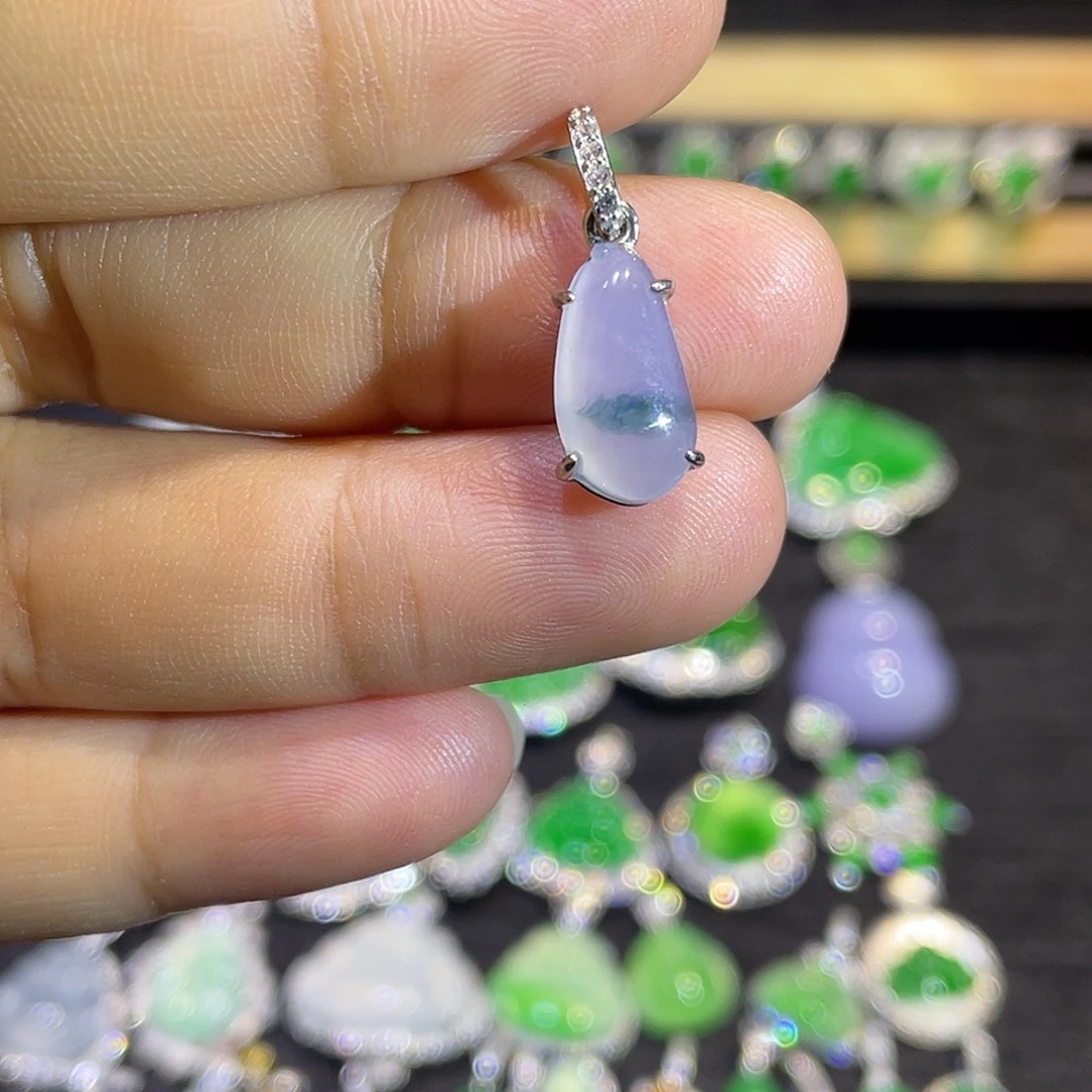 翡翠银S925镶嵌吊坠(不含链)