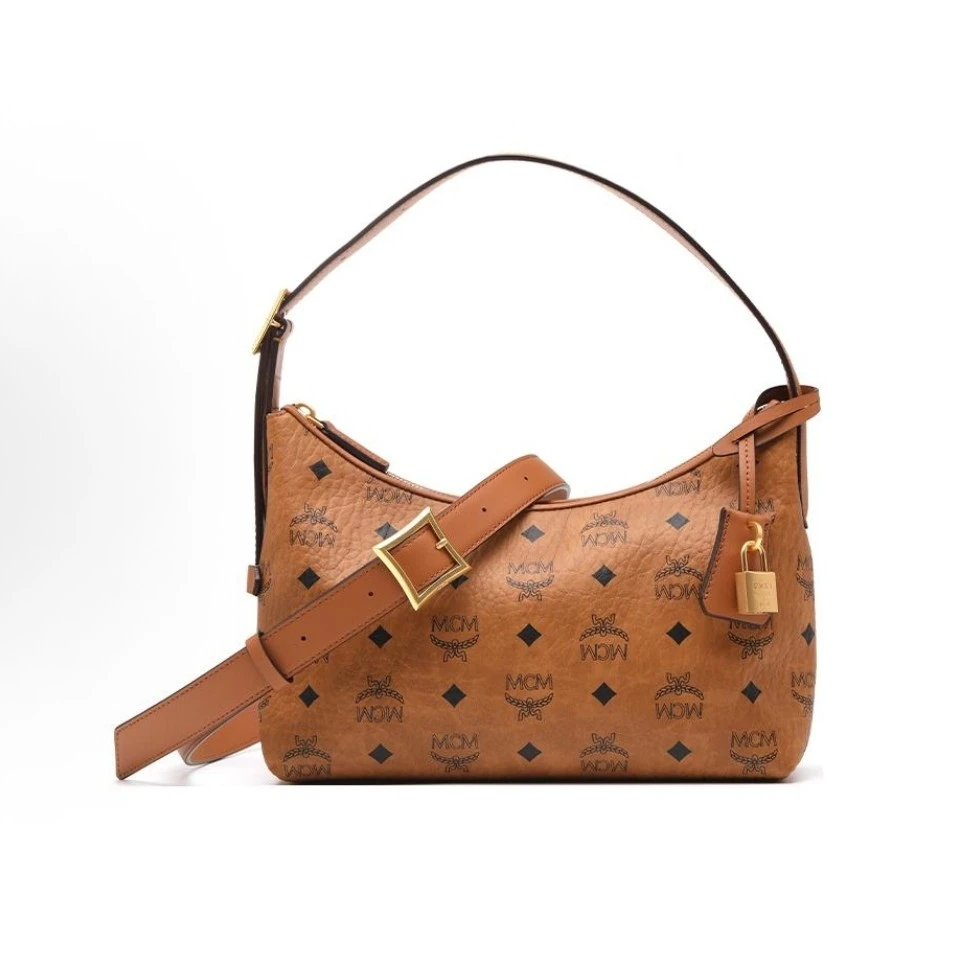 未使用 MCM 新款牛角包小号干邑色/JM0126