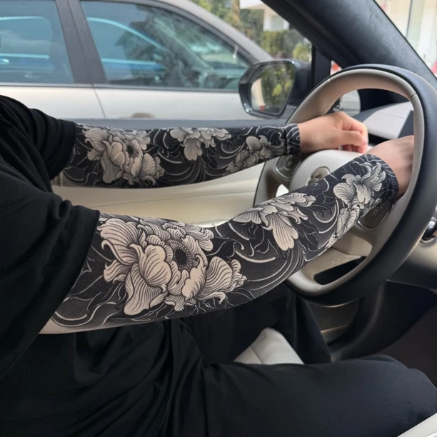 男女纹身花臂冰袖防紫外线透气夏天薄款冰丝户外冰袖高弹骑行运动