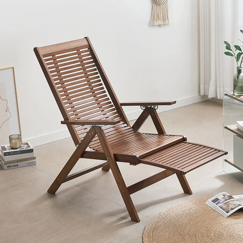 楠竹靠背折叠式午休凉椅家用阳台休闲懒人椅搁脚躺椅多档位可调节