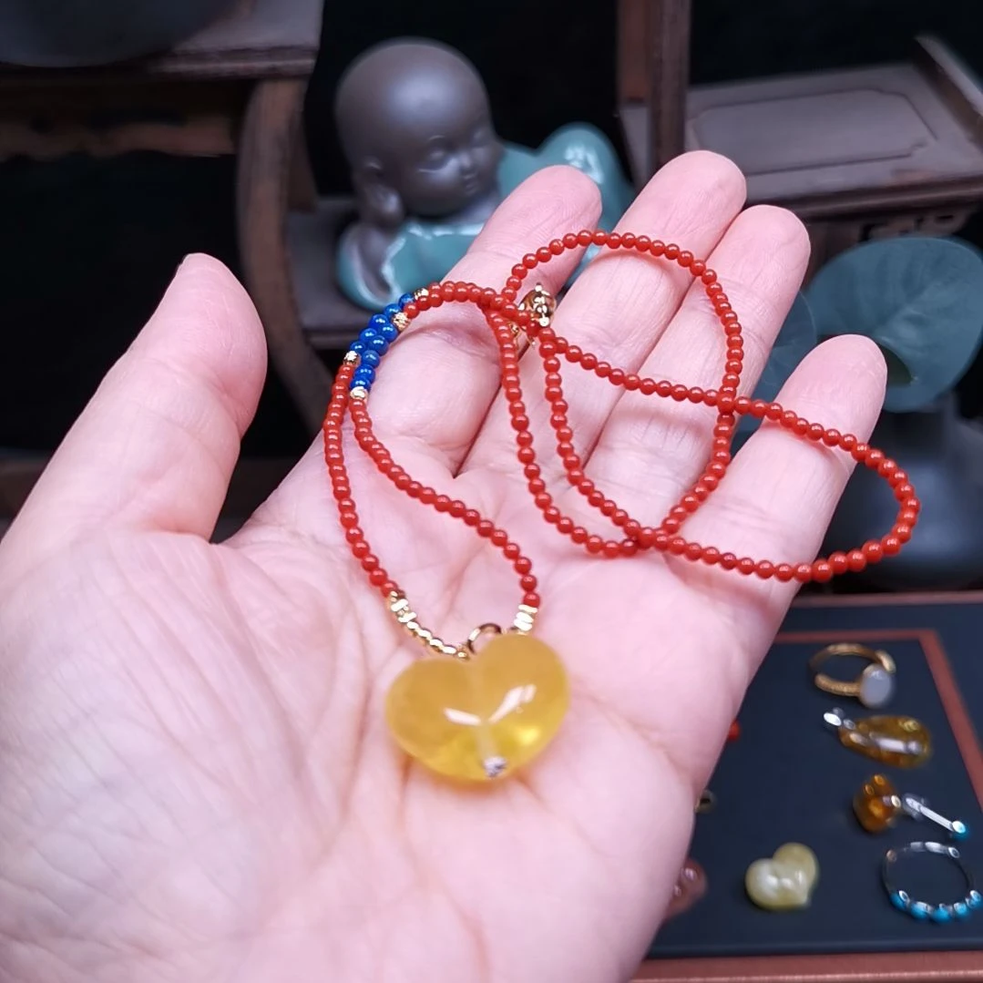 一***蓝蜜蜡未镶嵌颈饰南红项链