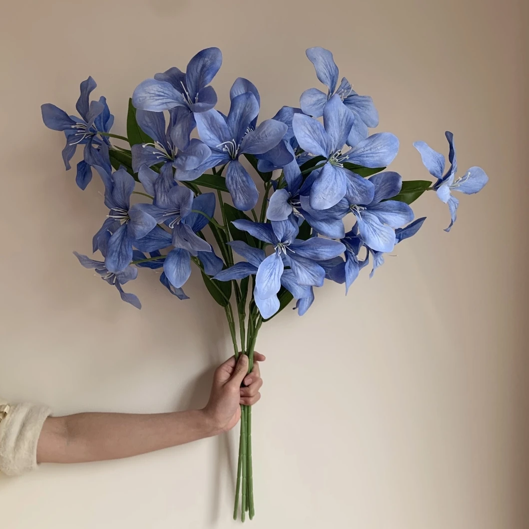 复古5头油画火焰兰仿真假花欧式花束家居客厅桌面插花装饰品软装