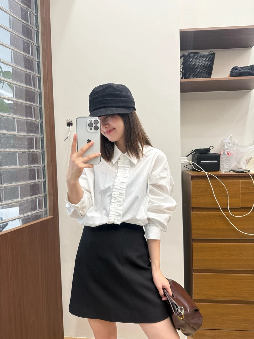 法式长袖女士衬衫白色优雅精致女51212
