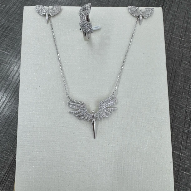 坠链均925银 天使光环情侣女以下蝴蝶结欧美风s925银 90031