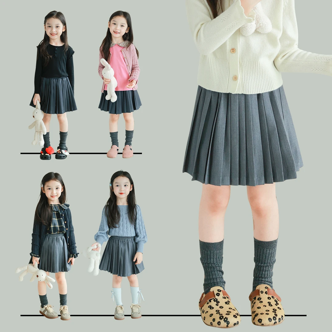 utouto大耳象女童百褶半裙2024秋季新款女孩学院风2403424
