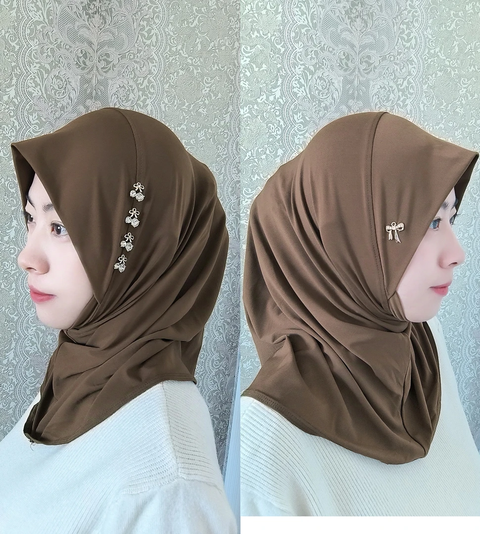 阿依莎四季款新品水晶麻简约时尚手工樱桃套头纱巾回族头巾