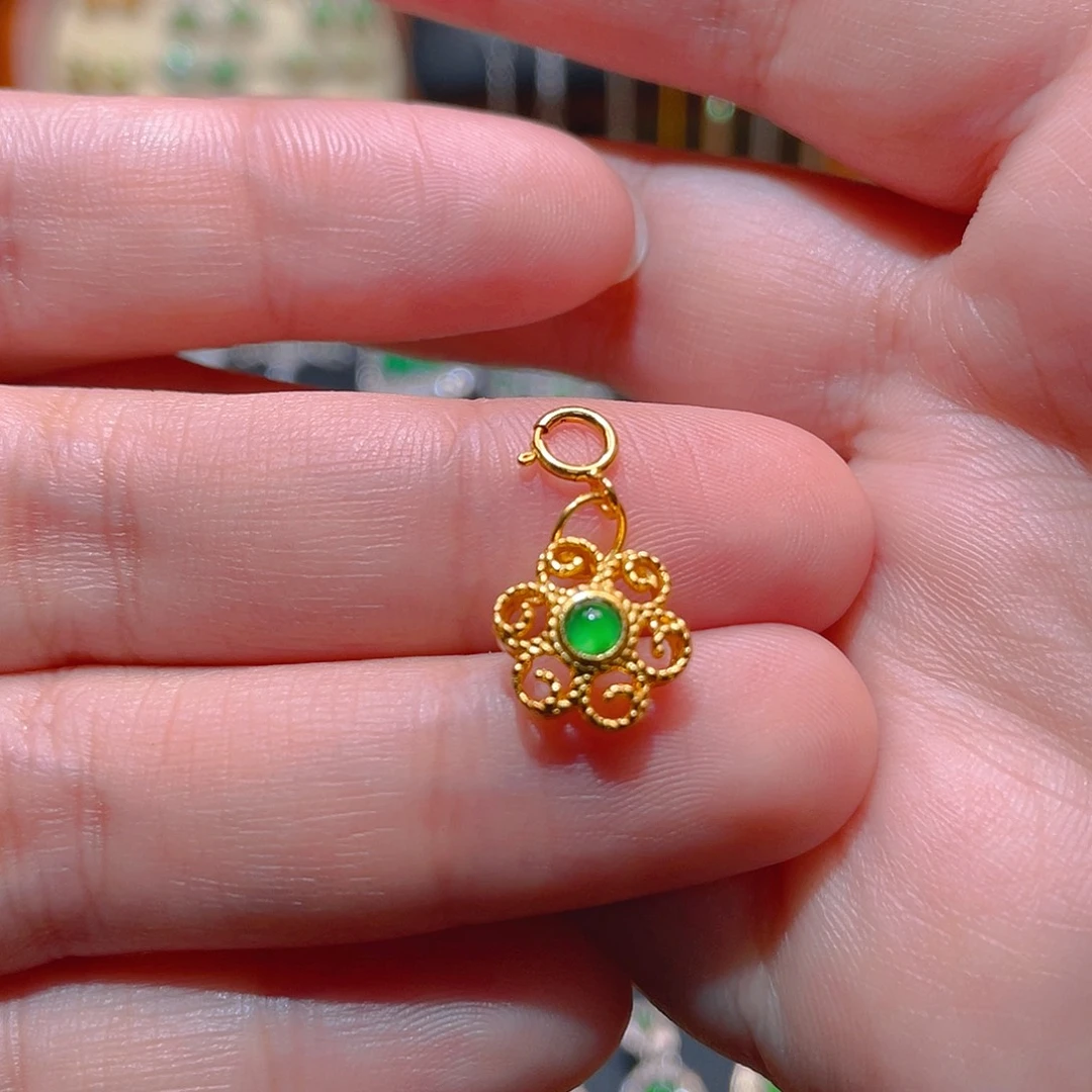 翡翠银S925镶嵌吊坠(不含链)