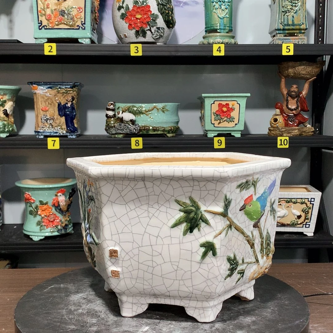 奔***哥正宗岭南石湾盆不退换