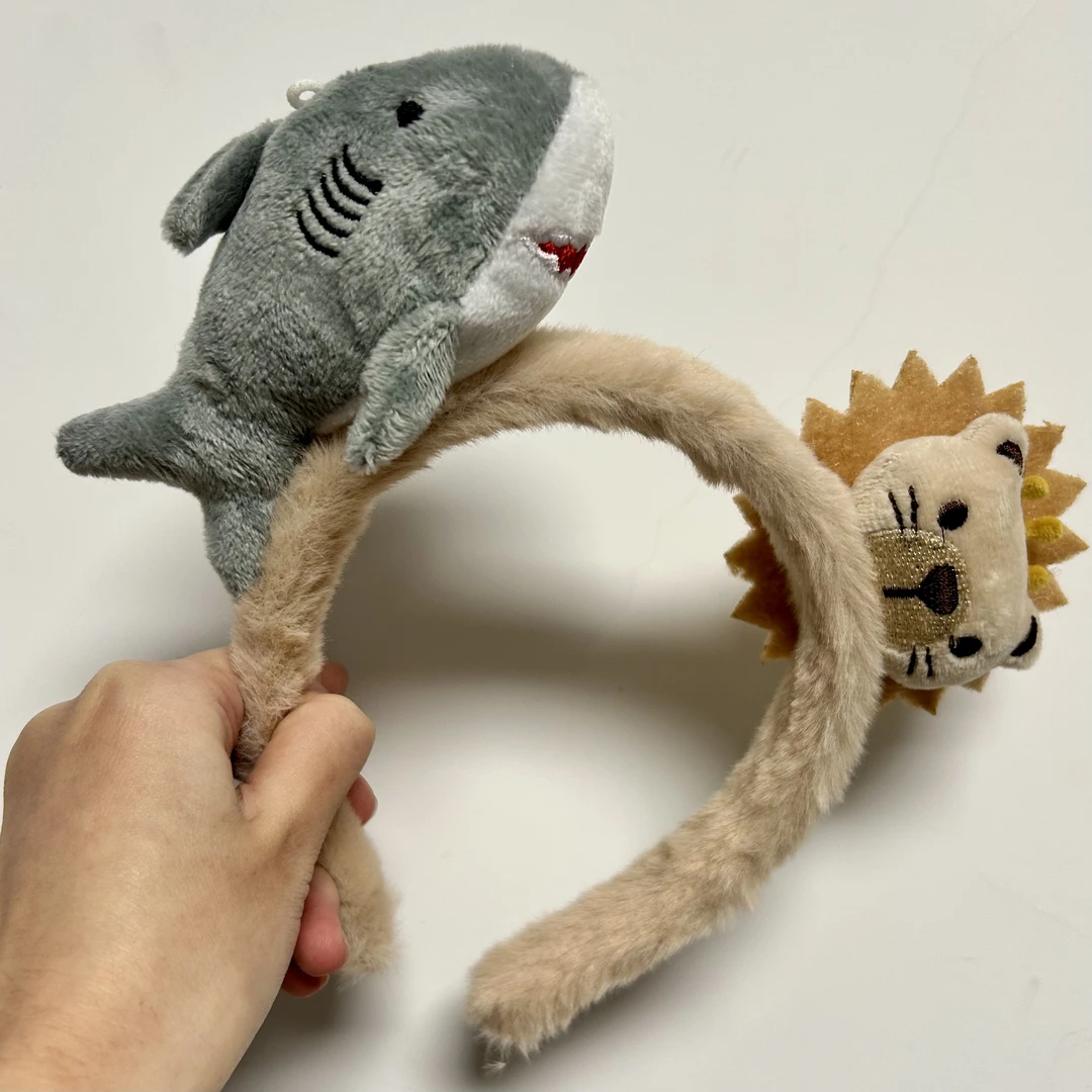 狮子鲨鱼原创设计发箍超萌头饰可爱百搭毛绒洗脸薯条派Stp