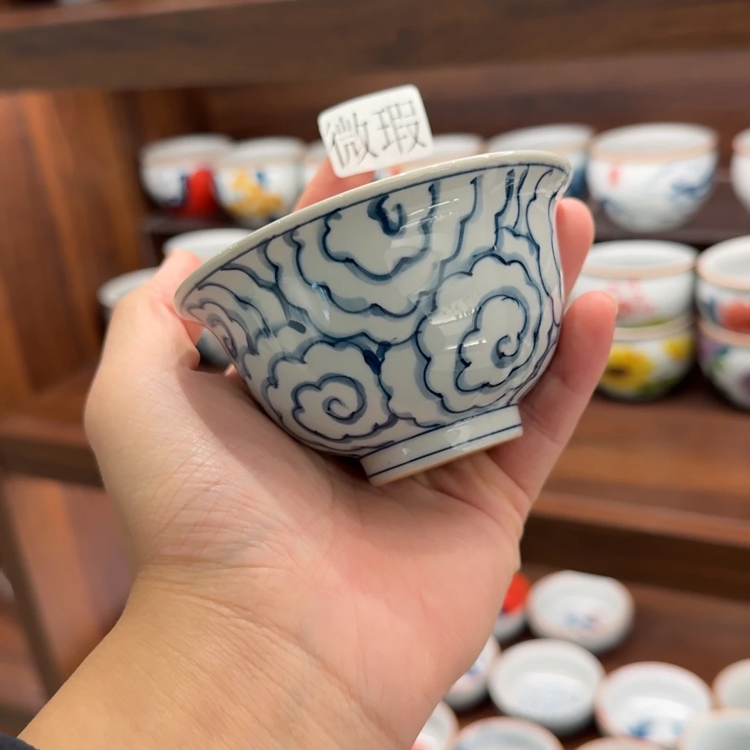 釉下手绘茶具微瑕