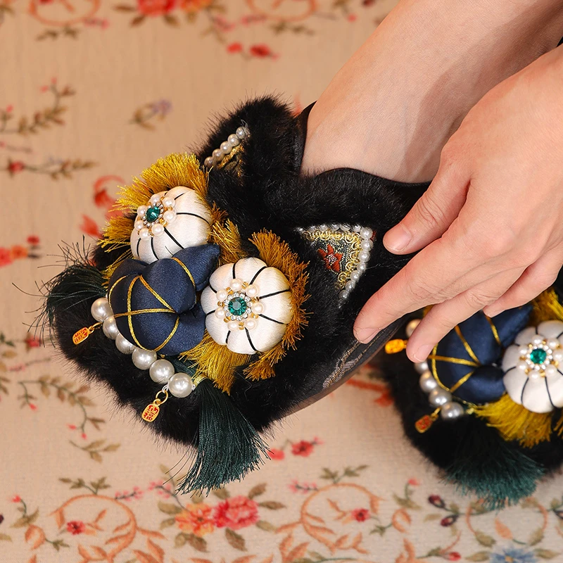 纯手工虎头鞋民族风老北京布鞋女复古单鞋中式女鞋平底国风绣花鞋