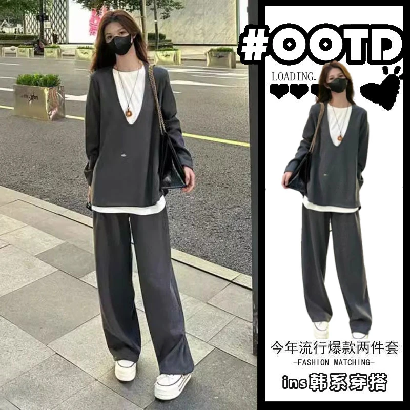 2025秋季新款韩系穿搭一整套时尚减龄运动休闲卫衣chic显瘦套装女