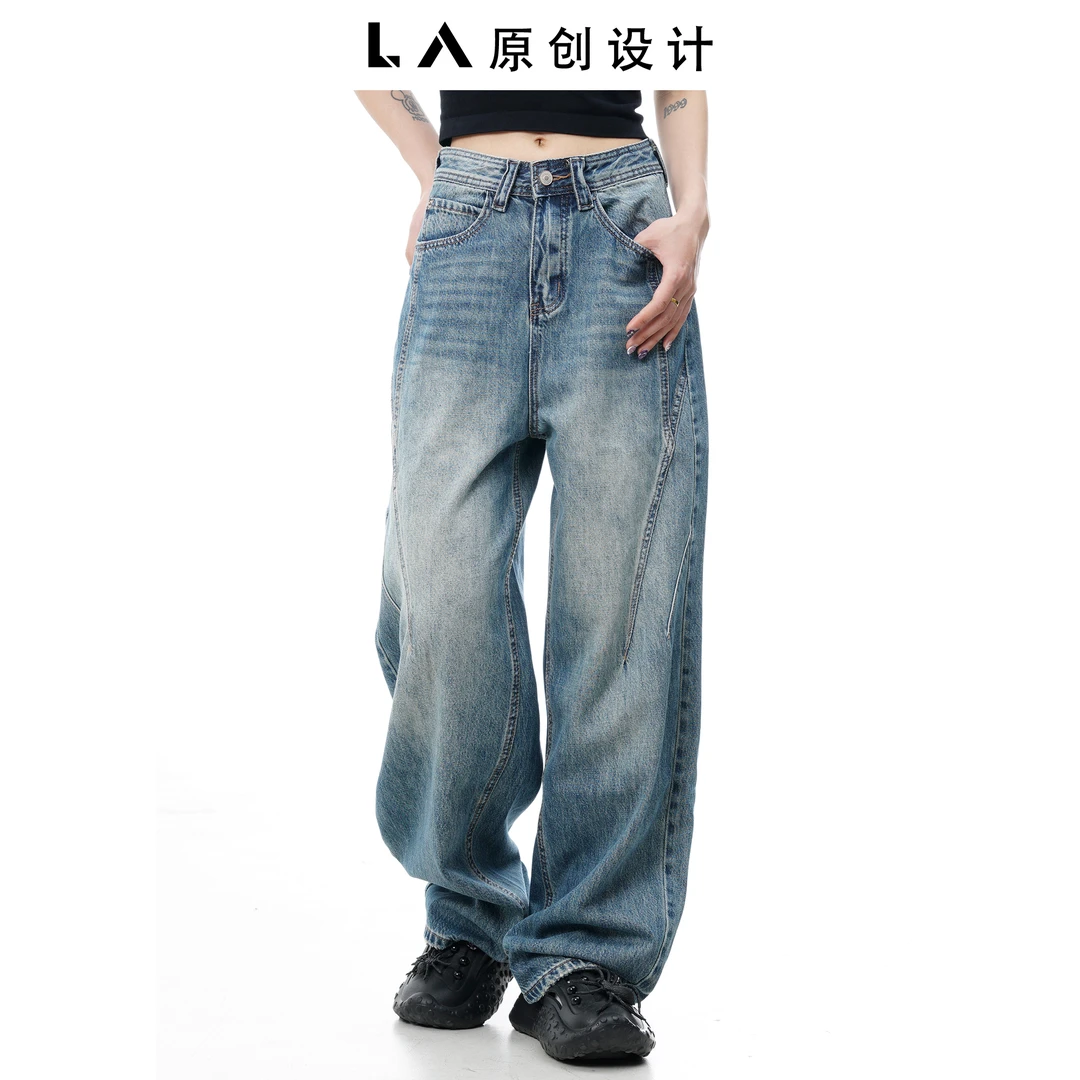 【LA原创】“XR99015LA”云漫冰川弯刀堆堆裤牛仔裤