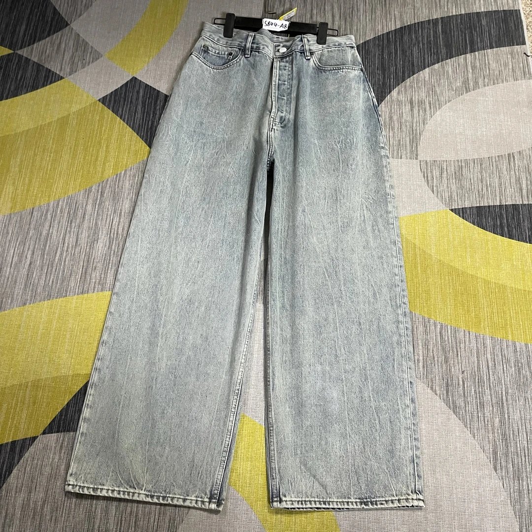 A8-5844高货 复古蓝大码加长美式小众弯刀阔腿裤 无弹（不退换）