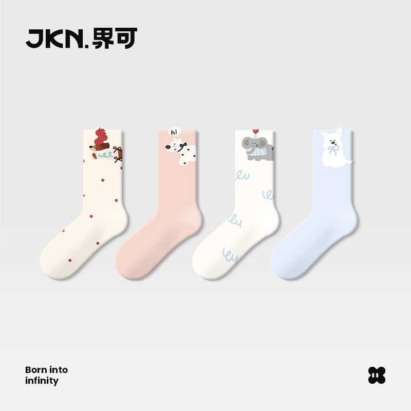 JKN袜子女款春秋中筒袜ins潮2025新款爆款纯棉纱可爱夏季薄无骨袜