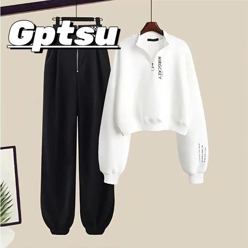 GPTSu宽松休闲套装女春秋季2025年新款时尚洋气显瘦哈伦裤两件套