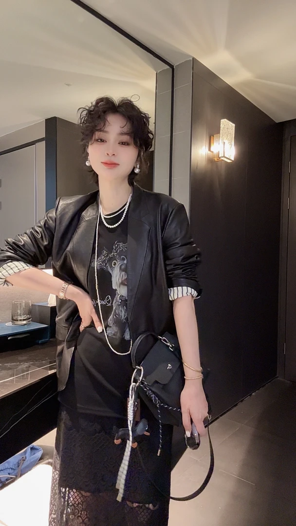 FANYE 2025新款极简轻奢风全皮西装外套8876