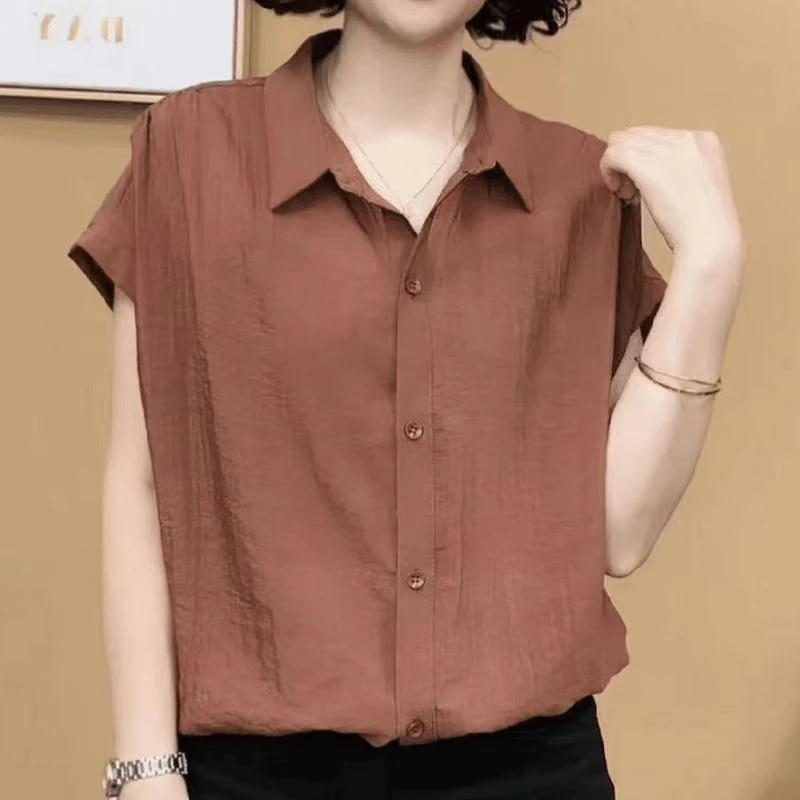 时尚新款短袖减龄上衣女2025新中式抽绳显瘦开衫洋气纯色衬衫女