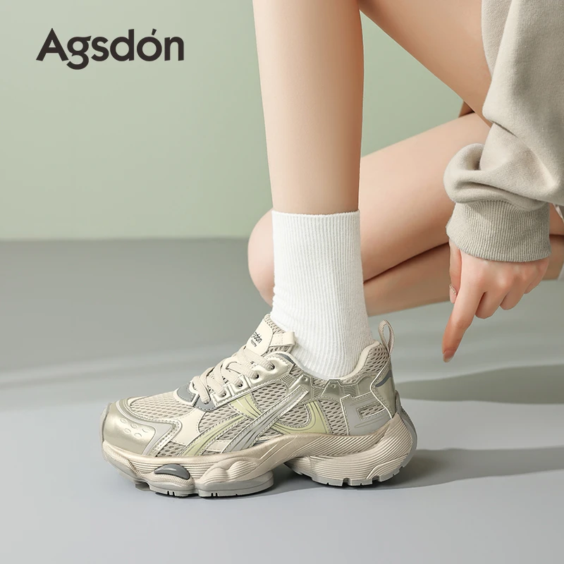 奥古狮登厚底老爹鞋女2025新款秋季超火百搭透气轻便休闲运动鞋H