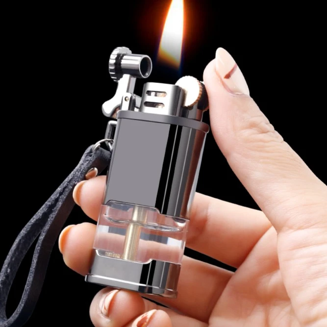 Chief首领煤油迷你创意防风打火机复古砂轮冰面可视油仓便捷透明
