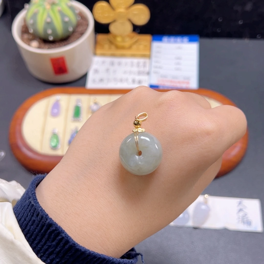 未镶嵌戒圈翡翠铜丝扣头平安扣