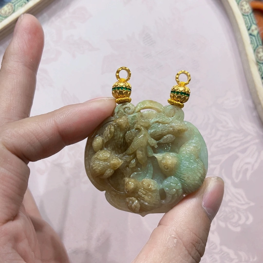 吊坠(赠链)合金翡翠代编织有瑕疵