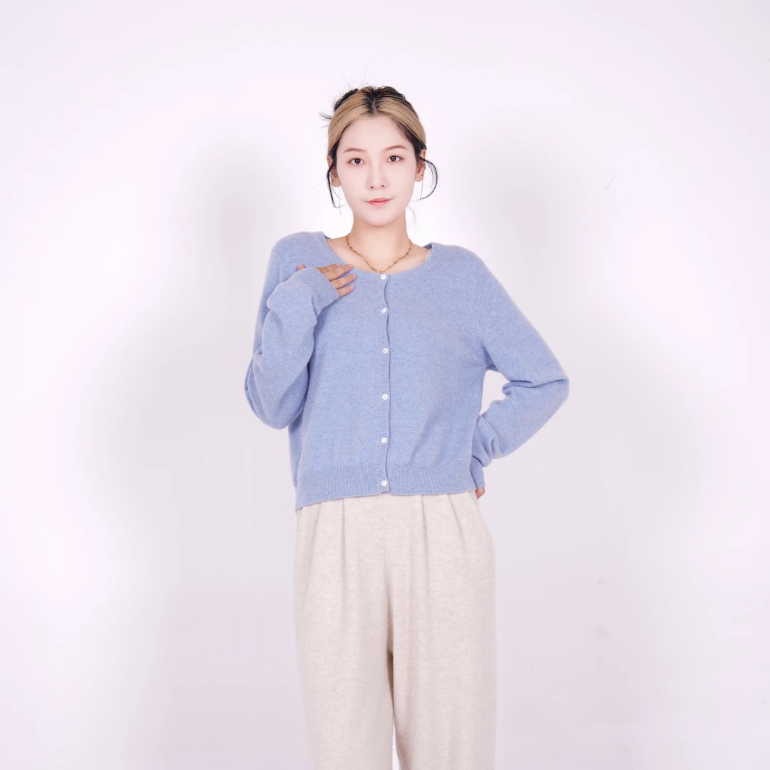 ZHAOWUDA 100%山羊绒极简百搭羊绒开衫 欧若风