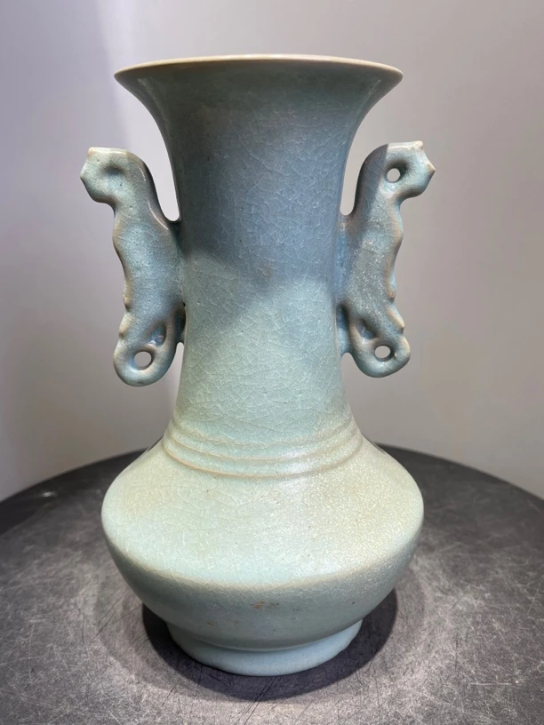 汝窑双龙瓶瓷瓷瓷瓷瓷陶瓷工艺品青瓷