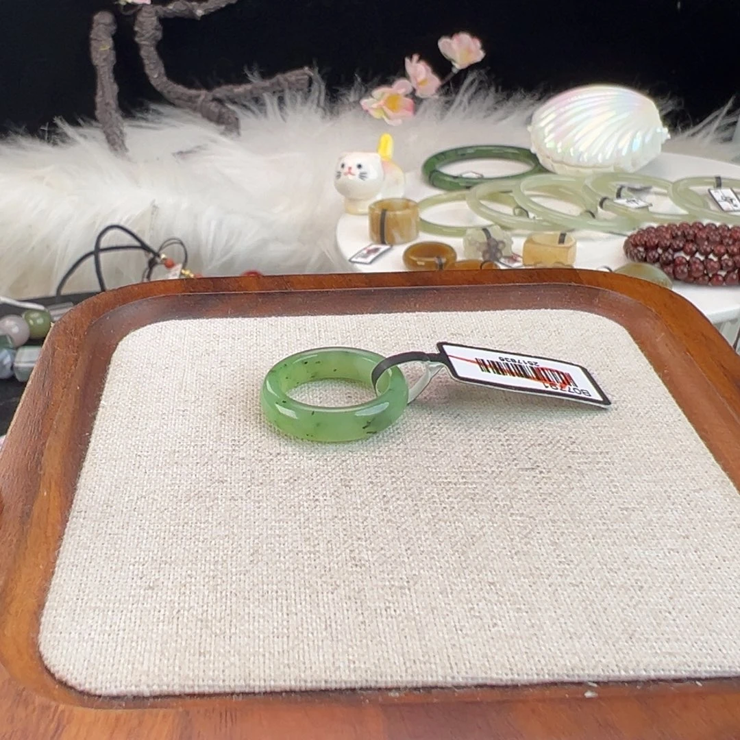 和田玉未镶嵌戒指w49乌兰海细条15.9不退不换