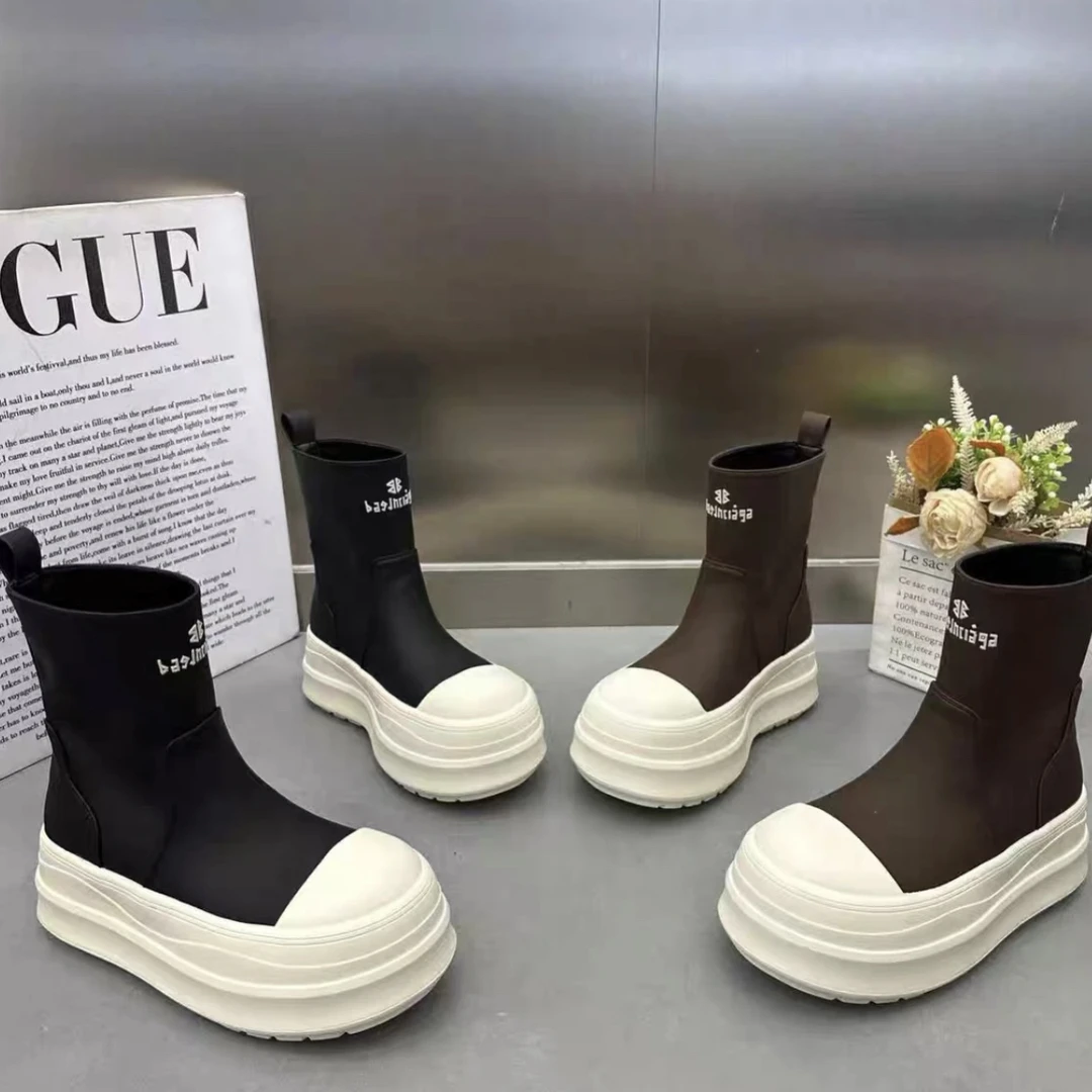 郭姐甄选～801-1休闲风圆头短筒2025秋季弹力靴筒靴显瘦马丁靴女鞋