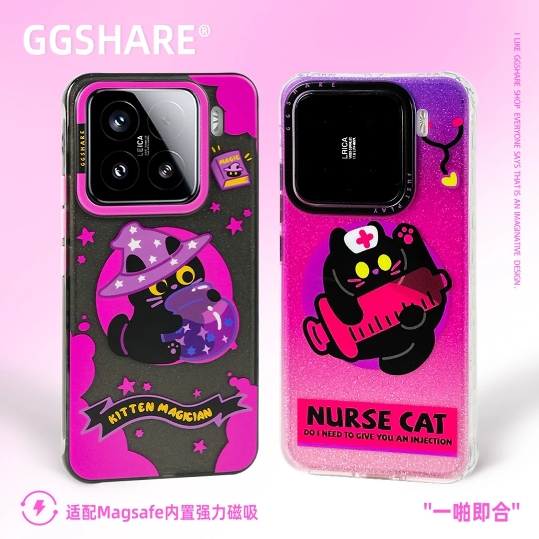 GGSHARE【适用小米】魔法猫咪女巫风格15pro磁吸磨砂可爱手机壳IMD