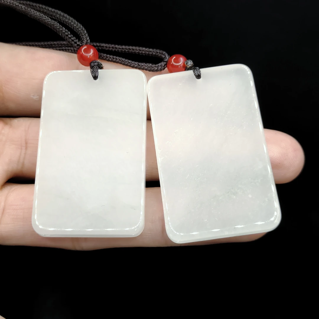 【李想精选】白冰玉无事牌吊坠赠绳子Y9【多样性发其一】约45-25-5mm