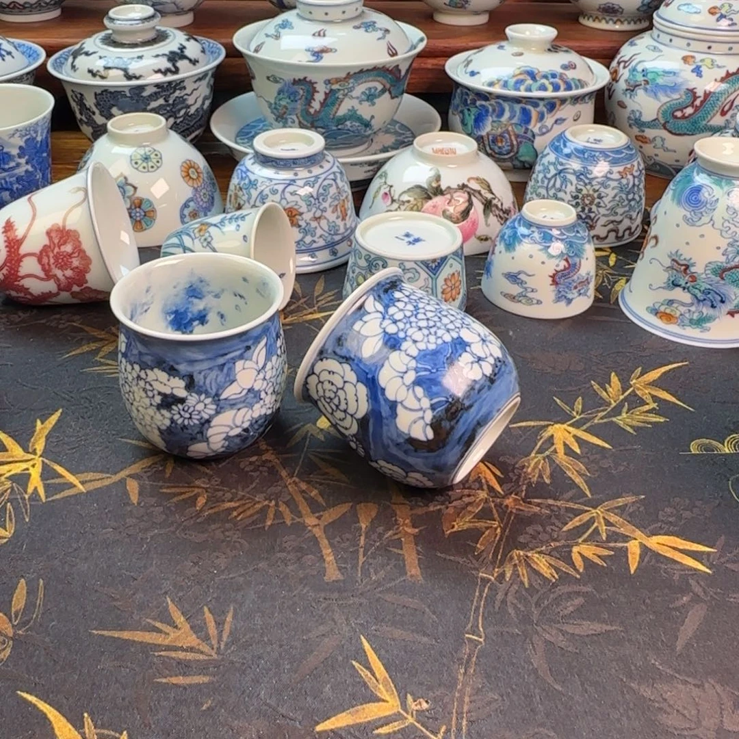 福利团花簇锦布袋对杯