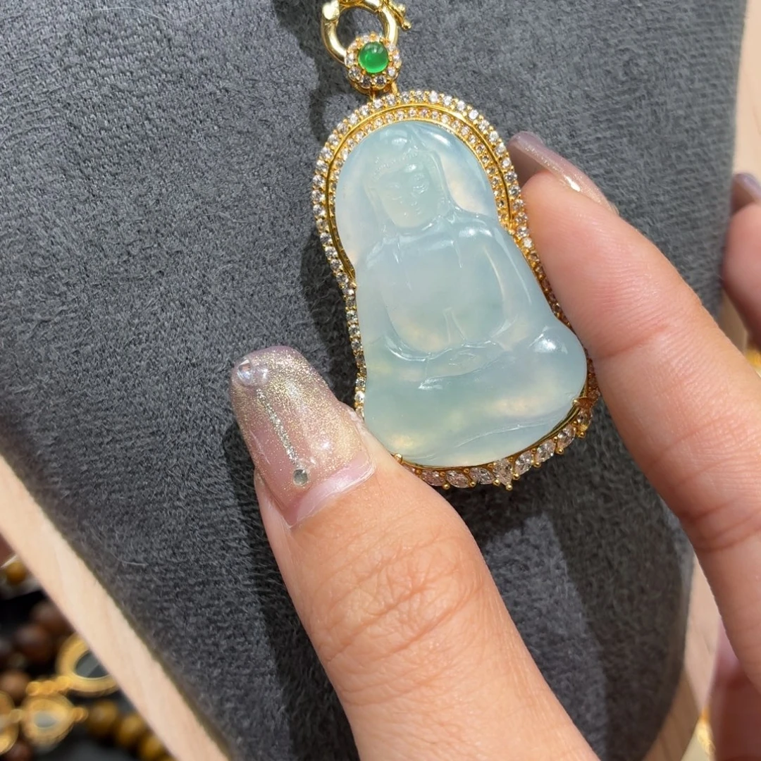 翡翠银S925镶嵌颈饰吊坠