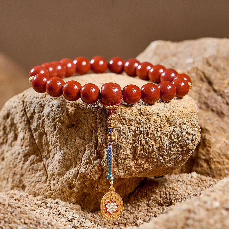至作天然南红手串女款红玛瑙川料本命年手链高档正品文玩古风饰品