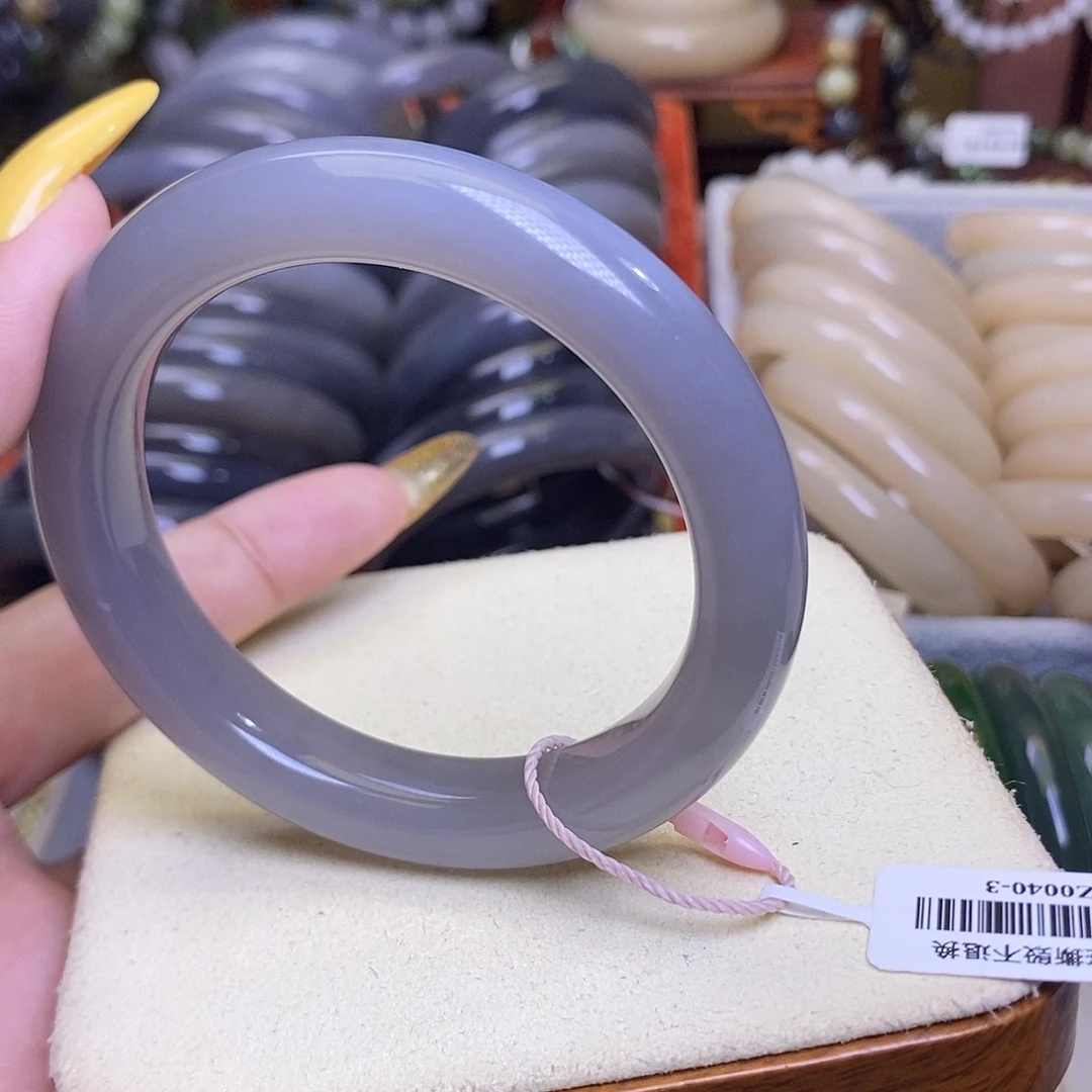 和田玉未镶嵌颈饰浓烟紫老料收藏手镯56.5圈