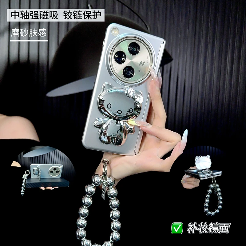 适用oppofindn3手机壳中轴新款findn3套oppo蝴蝶kt镜子公仔支架女