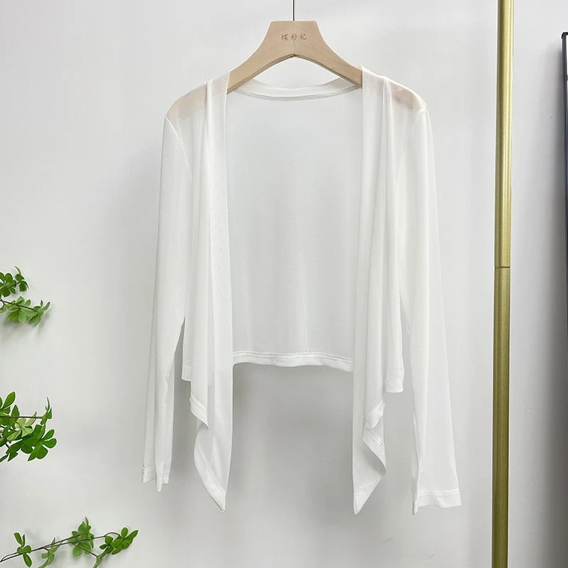 冰丝网纱防晒短款外搭开衫女2025夏季空调罩纱气质薄款披肩上衣潮