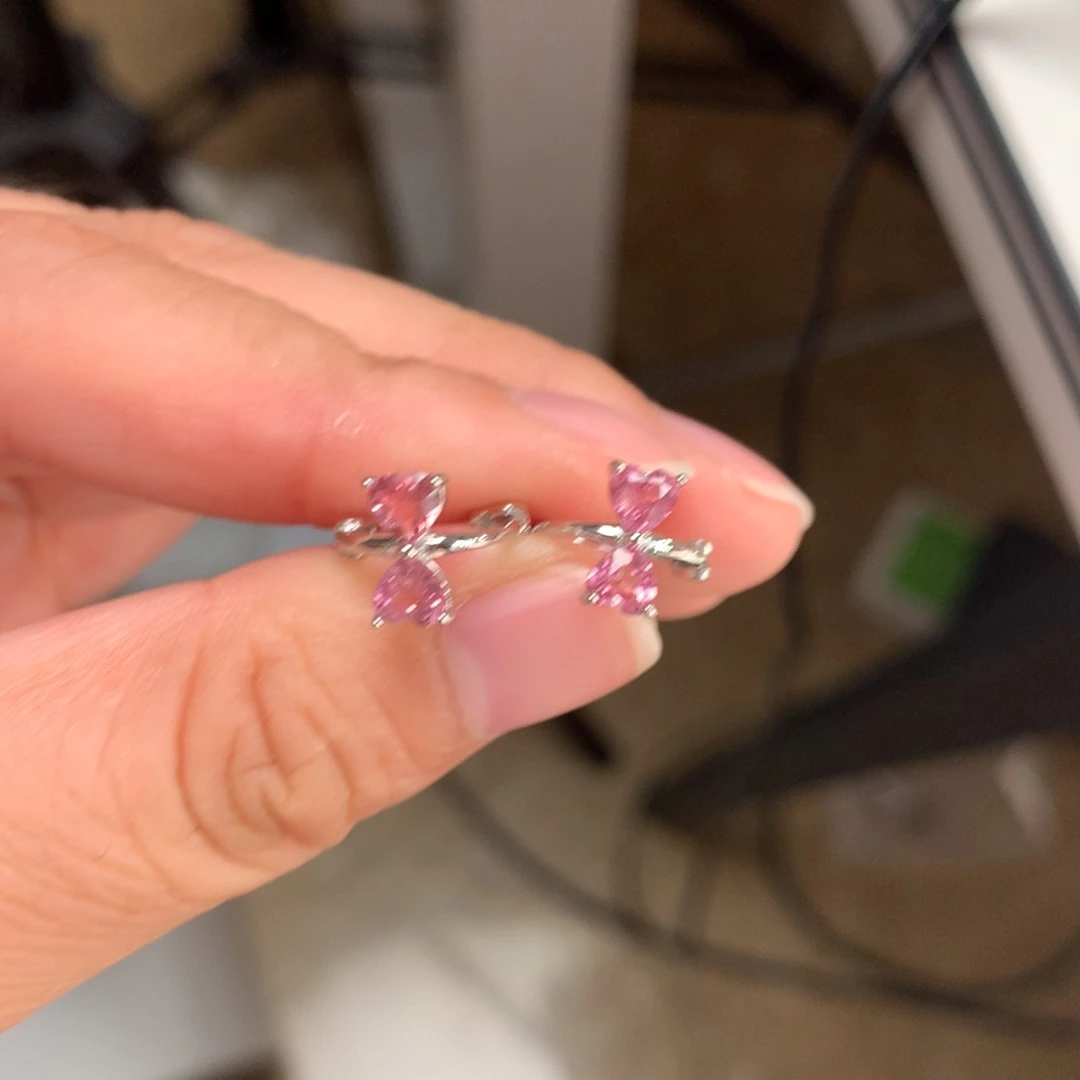 耳扣银S925镶嵌碧玺耳扣