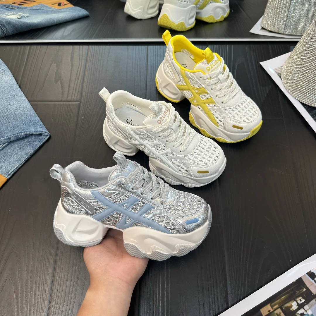 千之恋D增高6CM2025夏季新款轻奢爆款多巴胺百搭休闲透气女鞋6011