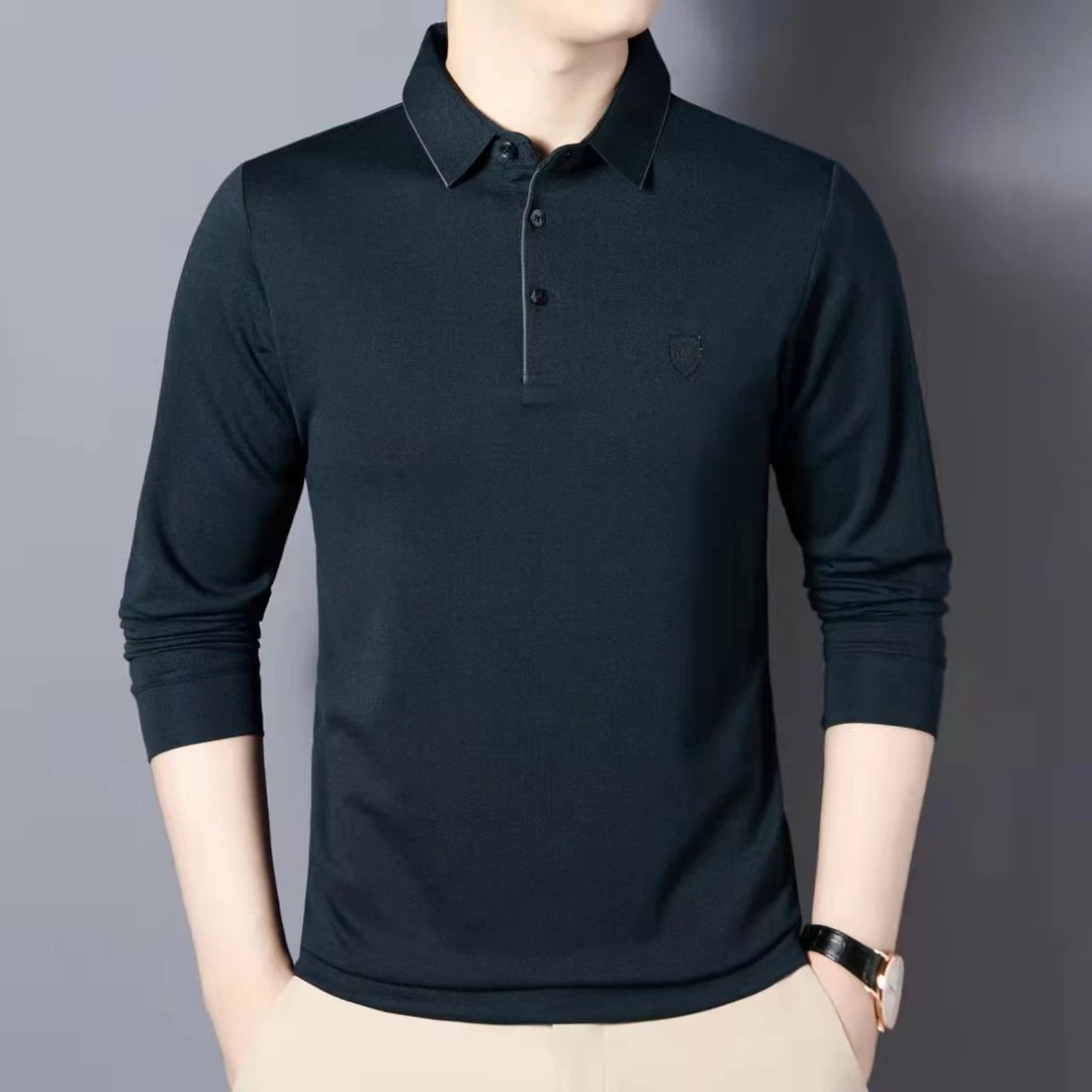 XJ6902男士休闲纯色长袖POLO衫秋冬