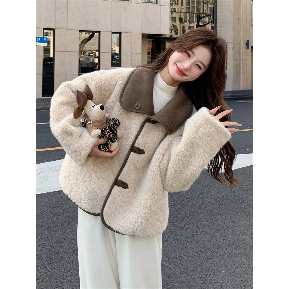 超好看两面穿皮毛一体羊羔毛外套女秋冬2025新款流行独特设计爆款