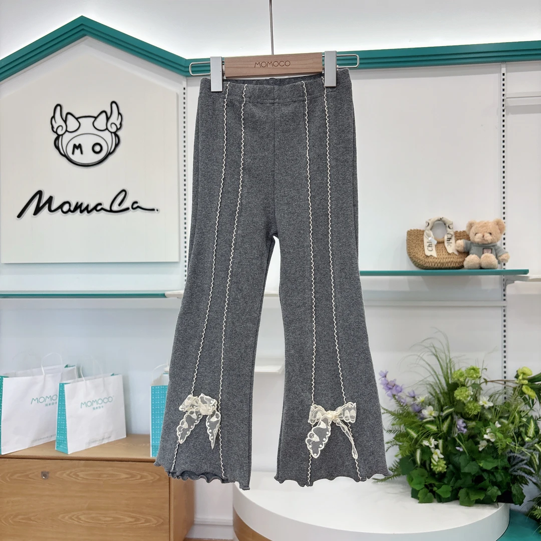 MOMOCO女童秋季新款儿童休闲蝴蝶结百搭微喇打底裤77730360004