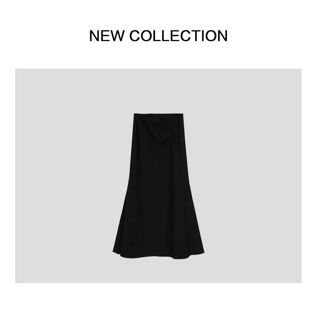 【诗语专属】新款时尚设计感黑色半裙 E1518006B
