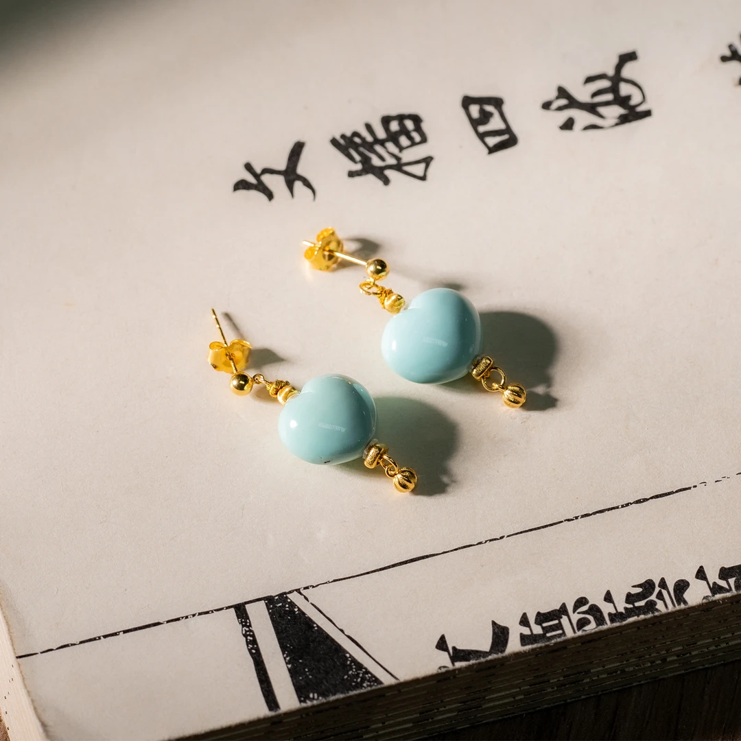 【世间臻宝】18K绿松爱心DIY耳钉/Q1365/多样性发一件/4