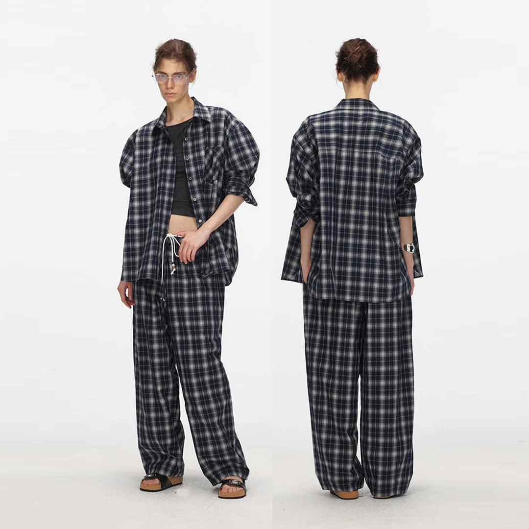 ECHOADE设计师品牌 格纹廓形长袖防晒衬衫 DSC买手店 BY5E13094