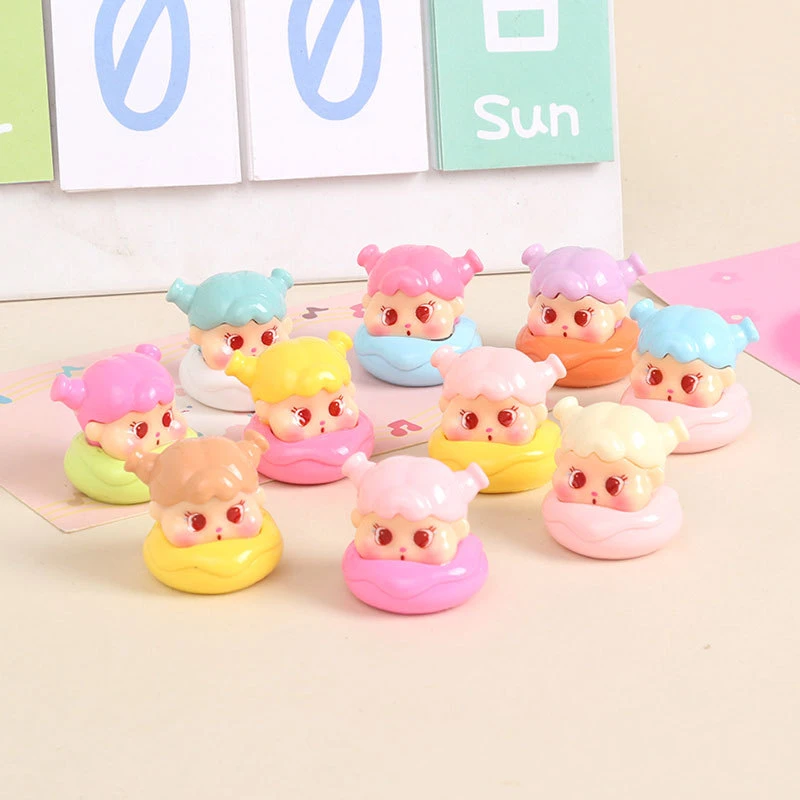 QOQO甜甜圈女孩9个颜色九宫格对对碰玩法树脂微景观潮玩DIY