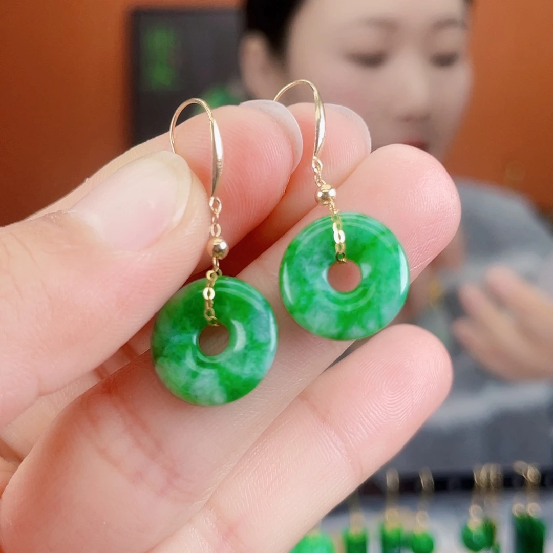 翡翠18K金镶嵌耳饰